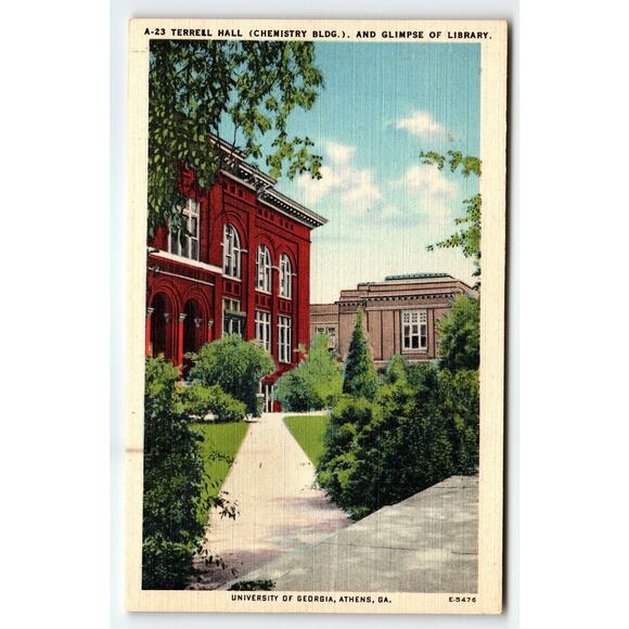 Vintage Linen Postcard University of Georgia Terrell Hall & Library - Picture 1 of 2